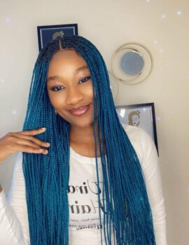 Blue Knotless Braid 4×4 Closure Wig