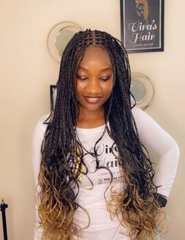 Full Lace Ombre Curly Knotless Braided Wig