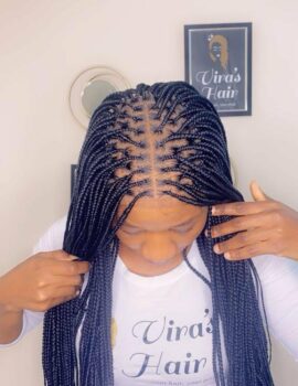 Black Knotless Braided Wig Made With 5×6 Closure