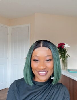 Green Dark Root Bob Wig