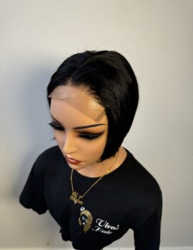 Black pixie cut closure wig