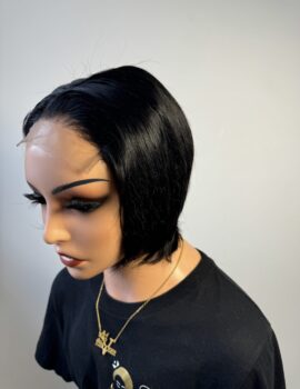 Black pixie cut closure wig