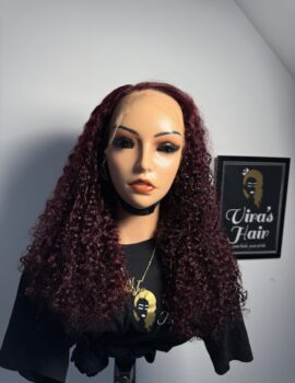 Frontal burgundy pixie curls