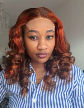 Orange and brown bouncy wig