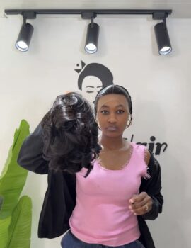8inches Headband Wig Paired With Frontal Gele