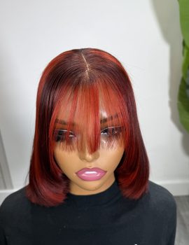 Burgundy highlights fringe