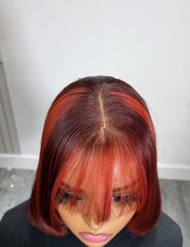 Burgundy highlights fringe